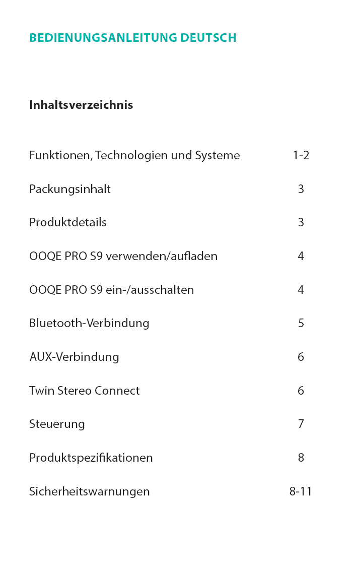 OOQE PRO S9 Bedienungsanleitung DE 2