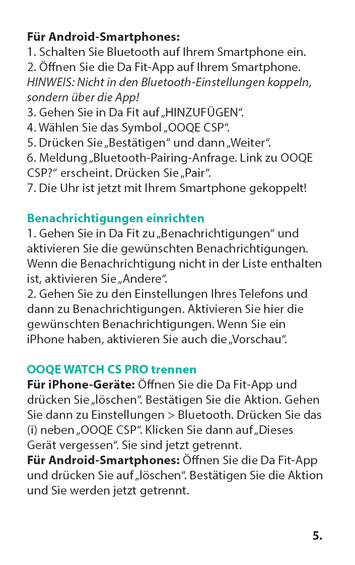 OOQE WATCH CS PRO - Bedienungsanleitung Deutsch 7